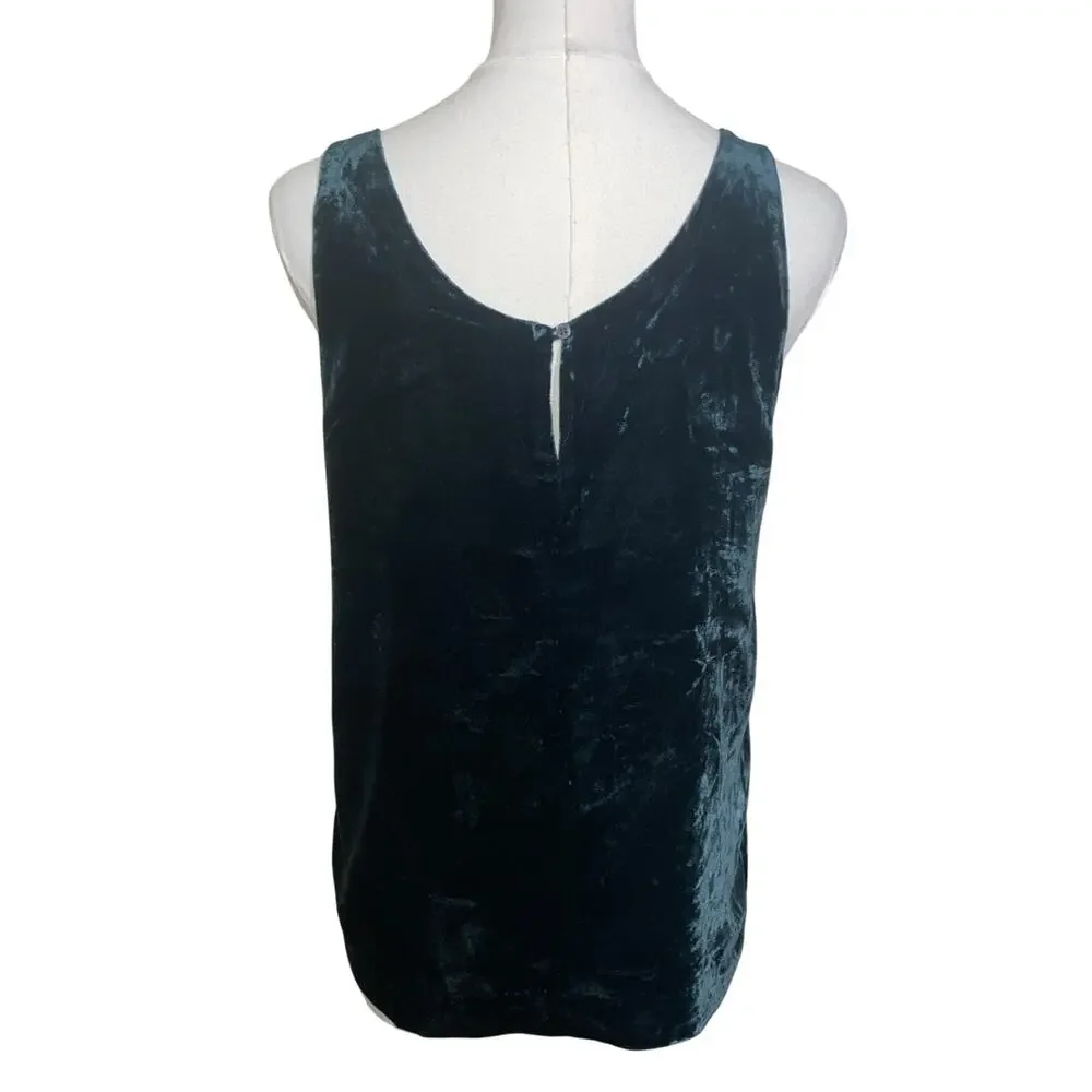 J. Crew Velvet Tank Top Forest Green Sleeveless Sz 4